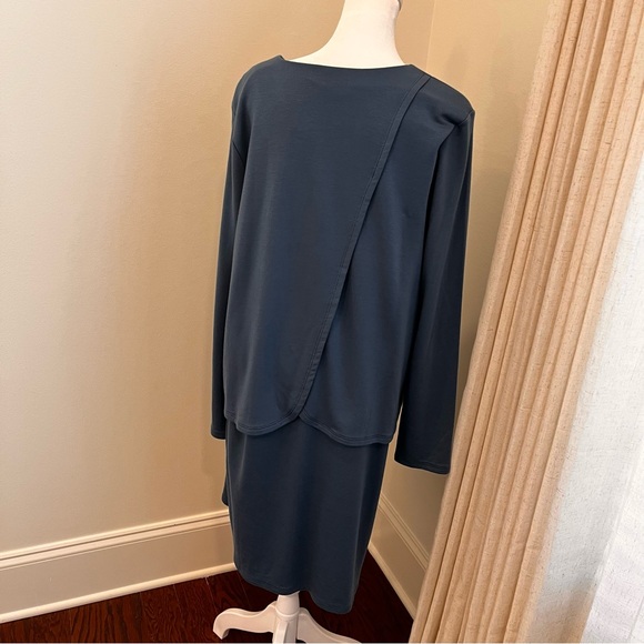 J. Jill Pure Jill Shift Layer Luxe Tencel Dress Sz M Blue Opal Mature Career NWT - Picture 3 of 8